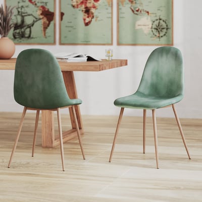 Lot de 2 chaises en velours, pieds en métal effet bois - FREDRIK MAISON PAVANE