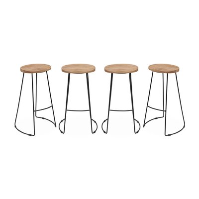 Tabouret de bar bois de manguier et acier 75cm avec repose pieds (lot de 2) JAYA SWEEEK