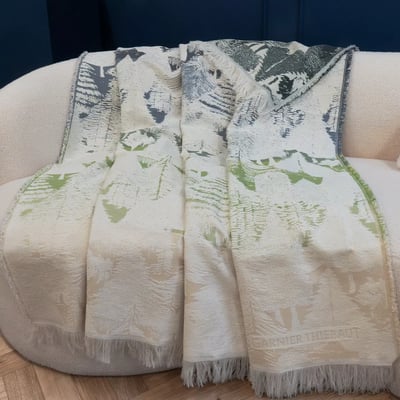 Jete de canape pur coton FORET DE NEIGE GARNIER THIEBAUT