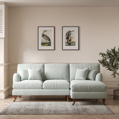 Emeline Soft Brushed Corner Chaise Sofa with Castor Legs (Right Facing ÉDITÉ