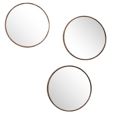 Lot de 3 miroirs diam 26 effet bois DECORATIE