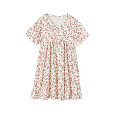 Robe à fleurs encolure cache coeur VERTBAUDET