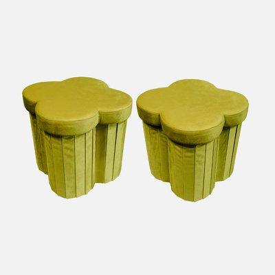 Tabouret-coffre pour pliant pour enfant velours fleur (lot de 2) DAPHNÉ SWEEEK
