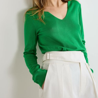 Pull col V uni MONOPRIX