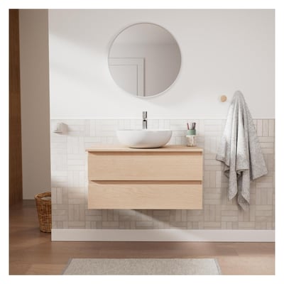 Meuble simple vasque décor chêne 80 cm SORRENTO MOB IN