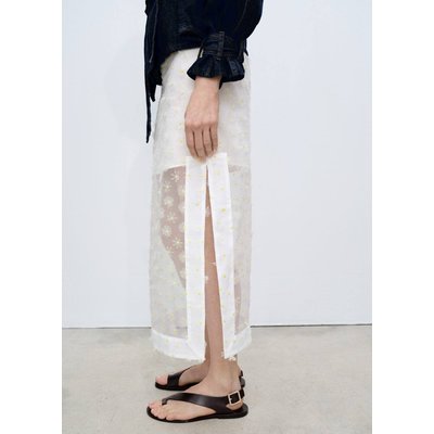 Jupe semi-transparente broderie à fleurs MANGO