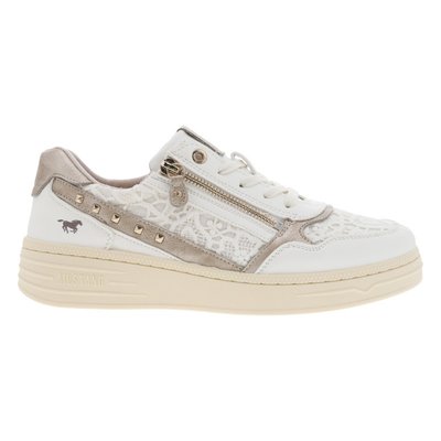 Sneakers FEMME Mustang blanches et à lacets plats et zip - Taille 37 MUSTANG