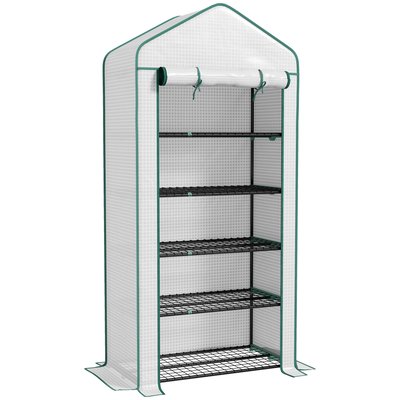 Serre de jardin balcon 5 niveaux porte acier PE OUTSUNNY