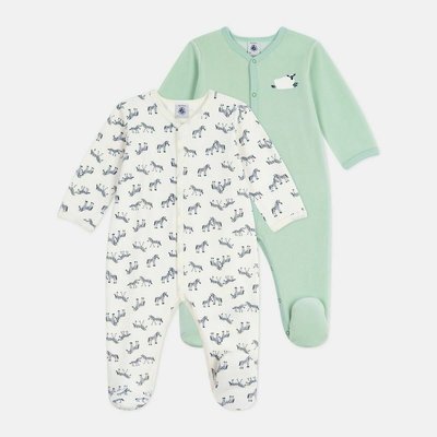 Confezione da 2 tutine miste tinta unita e stampata PETIT BATEAU