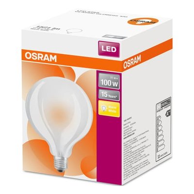 Ampoule Globe 95mm Led E27 Verre Dépoli Blanc Chaud 11w=100w OSRAM