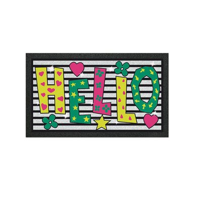 Paillasson Décoratif HELLO - Motif Coloré - Antidérapant - Idéal Entrée Maison - 40 x 68 cm EDEN