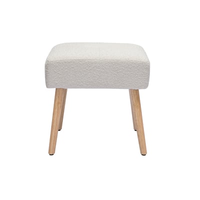 Tabouret bas en tissu effet velours texturé terre brûlée et bois clair massif H46 cm GUESTA MILIBOO