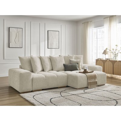 Canapé d'angle convertible 4 places en tissu bouclette, ANAKIN BOBOCHIC