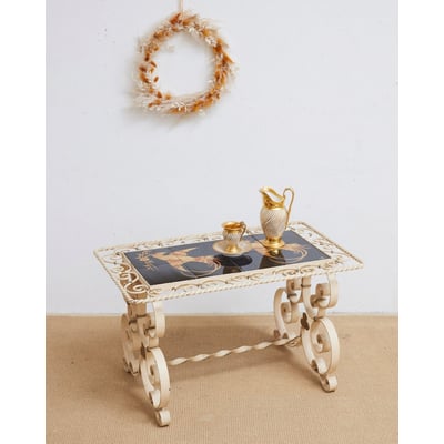 Table basse en fer forgé Léonie N°1108 - Bon état DEBONGOUT