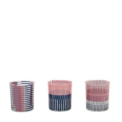 Lot de 3 photophores en verre imprimé ORNAMI