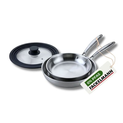Set de 2 poêles 24/26 cm avec 1 couvercle universel VITA3 FACKELMANN