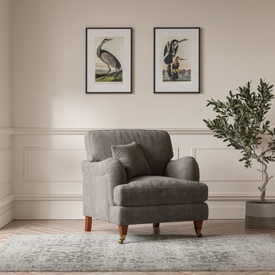 Emeline Soft Brushed Armchair with Castor Legs ÉDITÉ