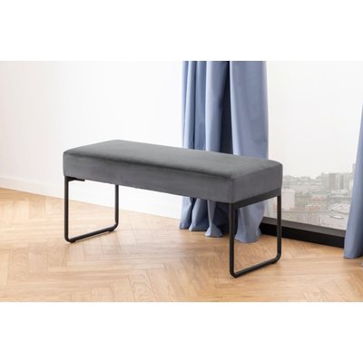 Banc en velours gris et pieds en métal L95 - VOLEK HELLIN, DEPUIS 1862