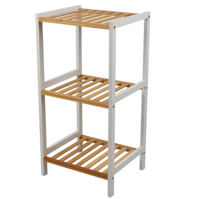 Étagère salle de bain bambou blanc 3 étages 35x30x70cm WADIGA