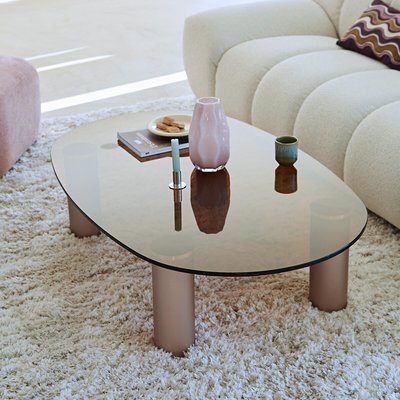 Madeline Brushed-Iron Metal Tempered Glass Coffee Table LA REDOUTE INTERIEURS