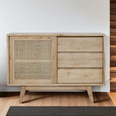Buffet en teck 1 porte 3 tiroirs ARCHI PIER IMPORT