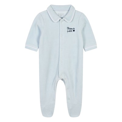 Pyjama velours brodé col polo CARREMENT BEAU