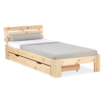 Lit simple 90x200 avec tiroir naturel HOMESTYLE4U