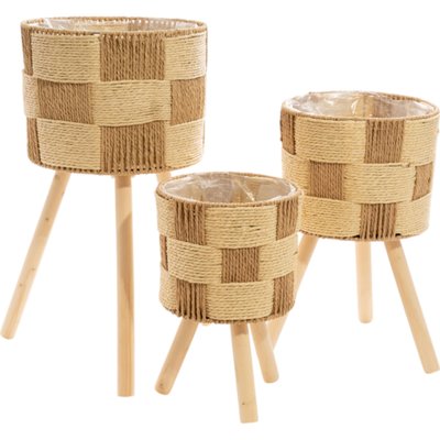 cache pot en bambou naturel sur pieds style floral jardin RECOLLECTION