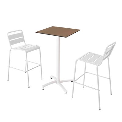 Ensemble table inclinable en hpl avec chaises hautes en métal, OPERA OVIALA