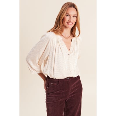 Chemise ample jacquard col v manches 3/4 BREAL