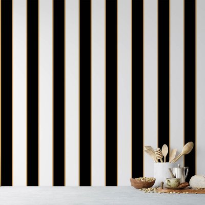 Papier peint rayures noir dorés HEXOA