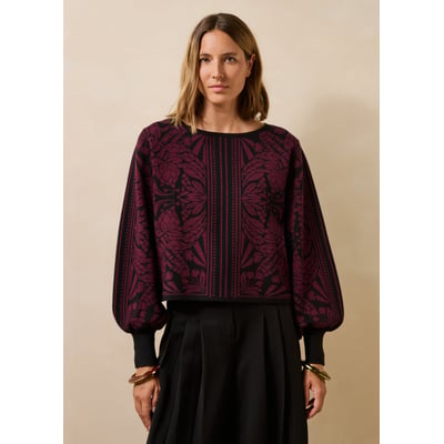 Pull en maille jacquard bicolore LA FEE MARABOUTEE