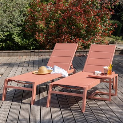 2 bains de soleil et table d'appoint, BARBADOS HAPPY GARDEN
