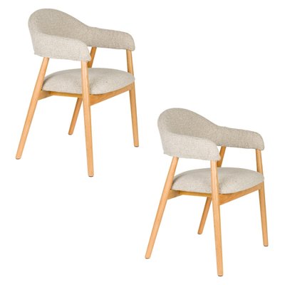 Fauteuil rembourré en tissu et bois Indy lot de deux BOITE A DESIGN