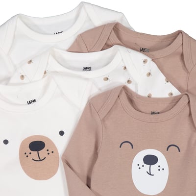 Set di 5 body con scollo americano a manica lunga, in cotone, con motivo a orsetti LA REDOUTE COLLECTIONS