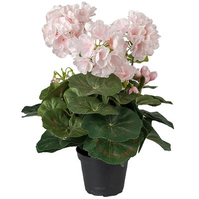 Géranium factice Rose pâle 6 têtes en pot les ARTIFICIELLES