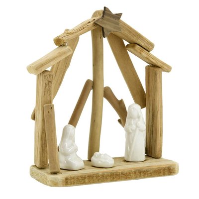 Crèche en bois et céramique AUBRY GASPARD
