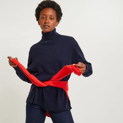 Pull col montant uni en cachemire MONOPRIX