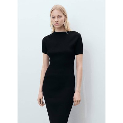 Robe midi côtelée avec ouverture au décolleté MANGO