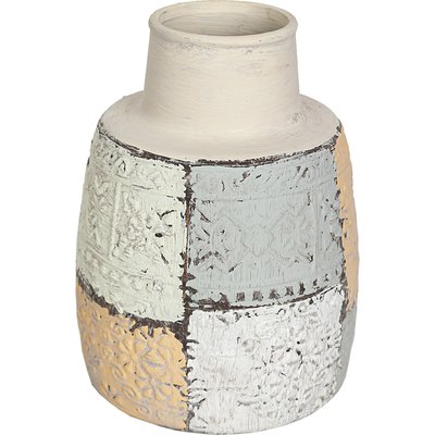 Vase en céramique décoratif à motifs sculptés multicolores RECOLLECTION