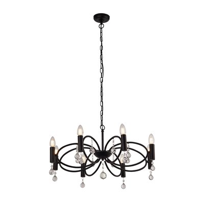 Black Metal Ceiling Pendant with Crystal Glass Detail and 8 Lights SO'HOME