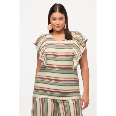 T-shirt rayé, en coton bio. Décolleté en V ULLA POPKEN