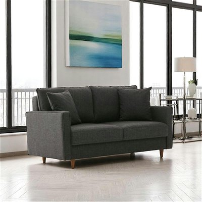 Canapé 2 places gris anthracite - dossier haut COMO PIER IMPORT