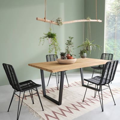 Table en bois de teck recyclé et métal 8 pers.  JUNE BERAH GETAH