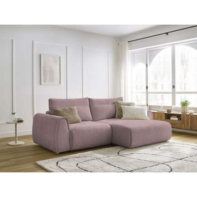 Canapé d'angle fixe compact 3 places tissu lisse, ADEN BOBOCHIC