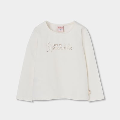 T-shirt fille en maille avec message BOBOLI