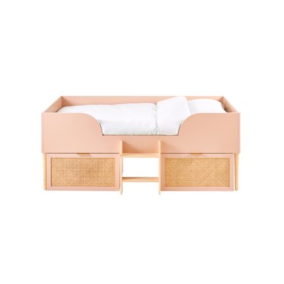 Lit enfant surélevé avec rangements cannage LIGNE POÉSIE VERTBAUDET