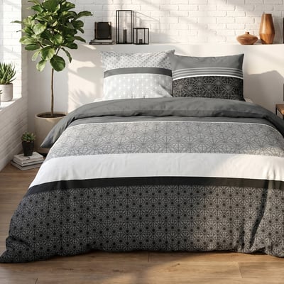 Parure imprimée avec housse de couette et taie(s) en coton, Sandro ATELIER DU COTON