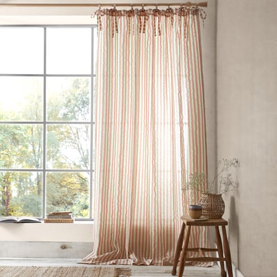 Zanzibar Yarn Dyed Stripe Voile Curtain Panel PINEAPPLE ELEPHANT