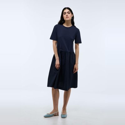 Robe courte bi-matière unie en coton BIO MONOPRIX
